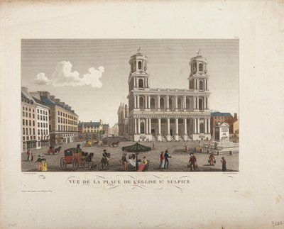 Uitzicht op het plein van de kerk van Saint-Sulpice door Henri Courvoisier Voisin